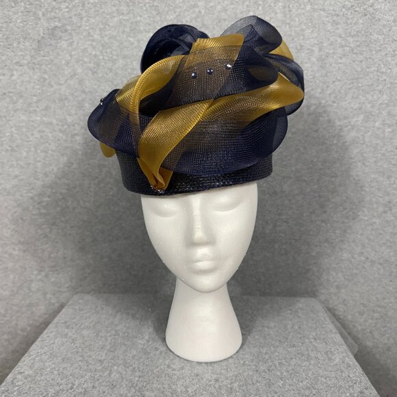 Navy blue and gold KENTUCKY DERBY hat or Church Service Hat. - Picture 1 of 6